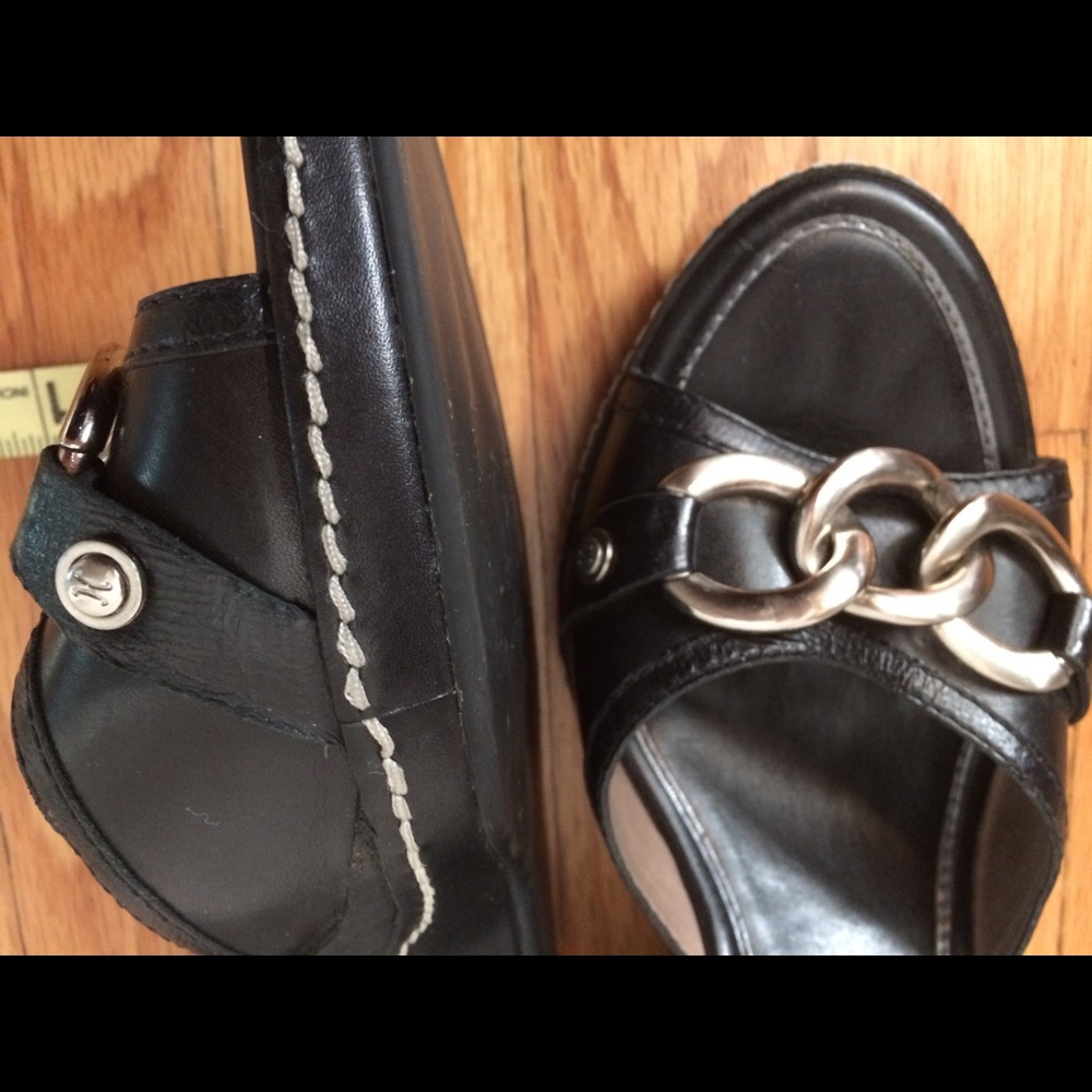 Leather wedge heels